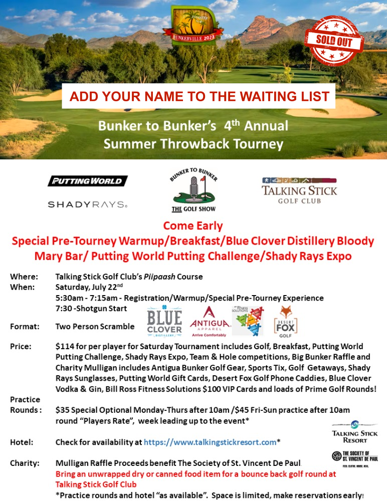 Bunker to Bunker's Summer Throwback at Talking Stick Golf Club | Saturday, July 22, 2023